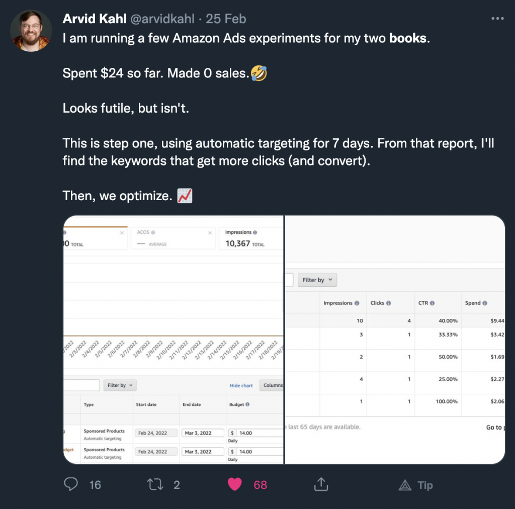Arvid Kahl shares a book marketing update