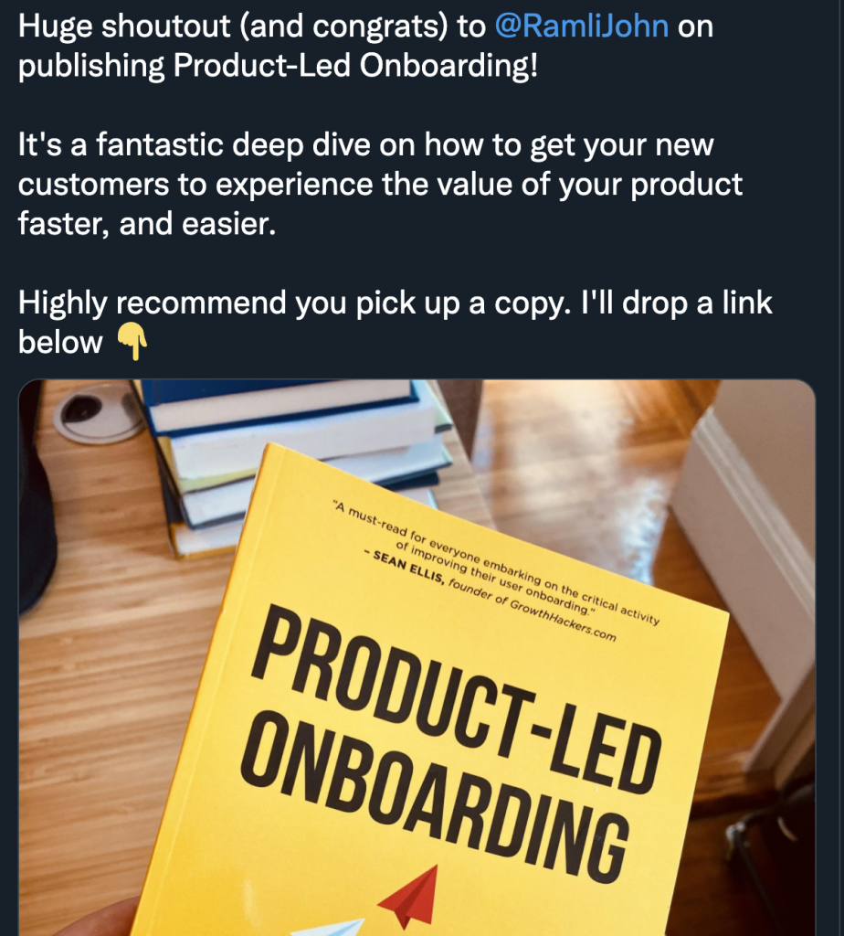 Twitter user recommends Product-led onboarding
