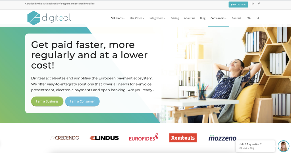 Digiteal home page: line of logos