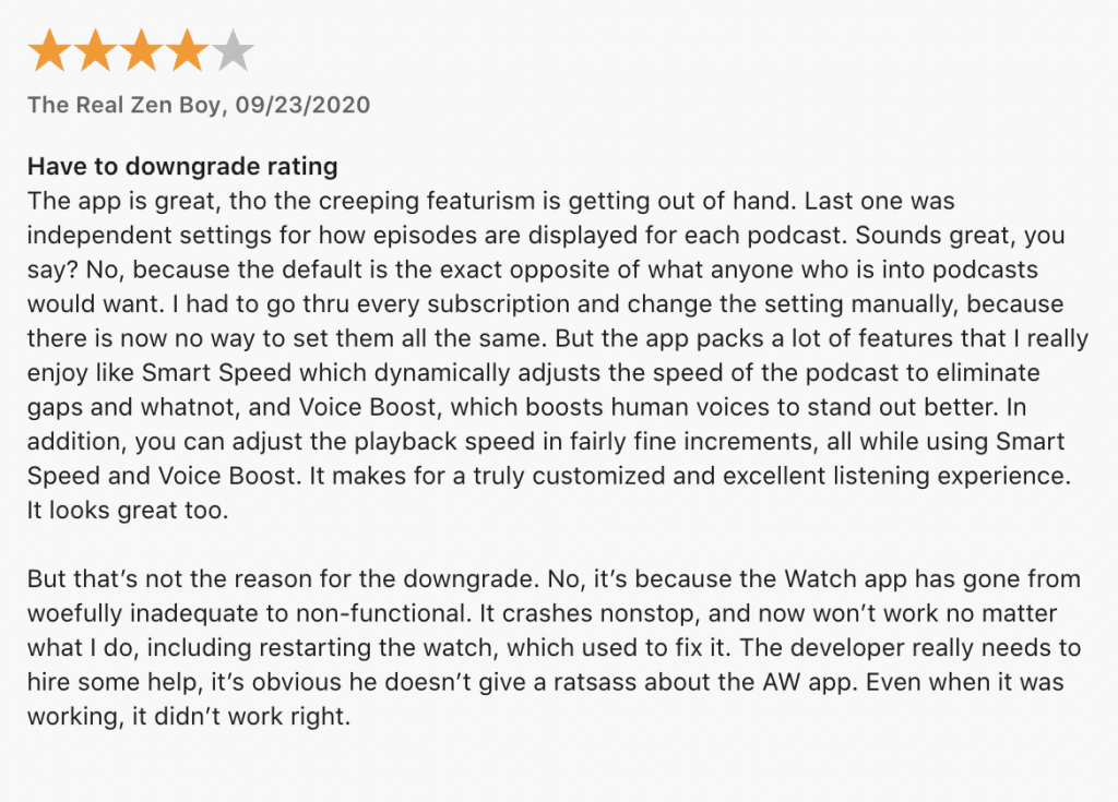App rating and review: audience research tool.