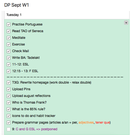 To-do list in Evernote