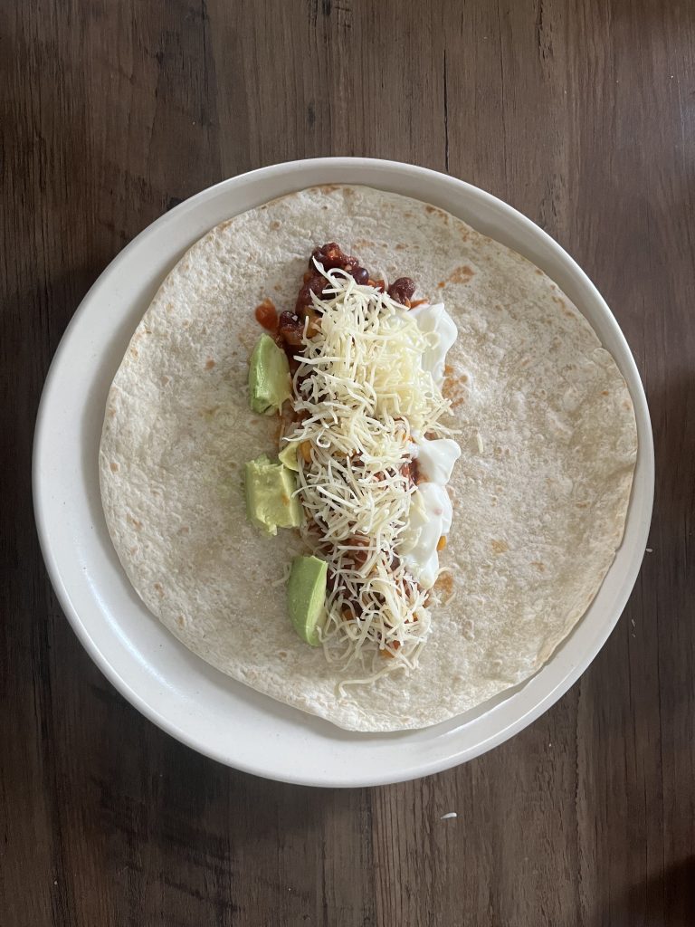 Chile sin carne burrito