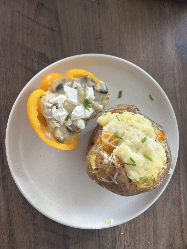 Stuffed potato and pepper